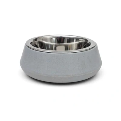 Image of Zoon FloorGrip Bamboo &amp; Stainless Steel Dog Bowl Sky Blue Small 14cm