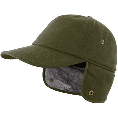 Image of Magracy Men&#039;s Winter Baseball Cap with Visor Warm Fleece Lined Earflap Hat Trapper Hunting Army Green L