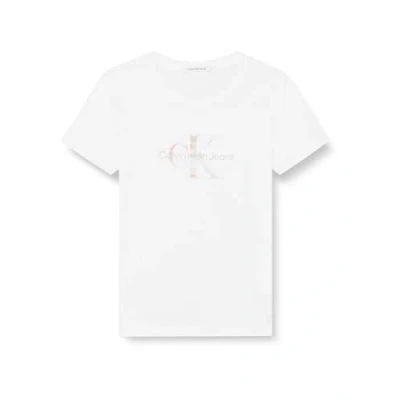 Image of Calvin Klein Jeans Women&#039;s Plus DIFFUSED MONOLOGO TEE J20J223435 S/S T Shirts, Bright White, 3XL