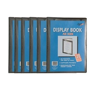 Image of 6 A5 Display Book Presentation Folder 20 Pocket Black