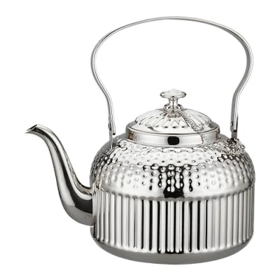 Image of SANQIAHOME HD Silver Teapot with Infuser 52oz(1.5 litres) 5 6 Cups, Stainless Steel Water Boilers Loose Leaf Tea Maker Kettle for Stovetop Induction/Gas