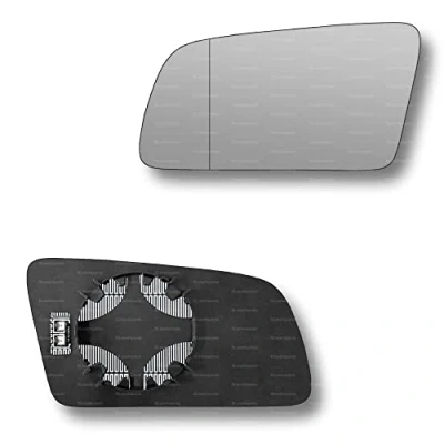 Image of Less4spares Replacement Wing Mirror Glass Left Compatible with BMW 5 Series 2003 2010 CLIP ON Passnager Near Side N/S Heated Blind Spot