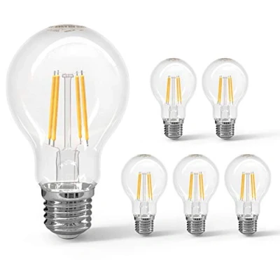 Image of Aigostar 6W E27 LED Filament Bulb, Bulb Clear 700 Lumen, Golfball Edison Screw 2700K, 5 Pack Energy Saving Globe