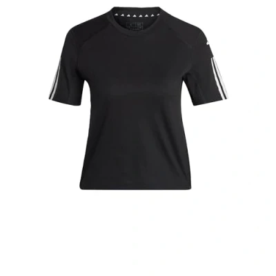 Image of adidas Women&#039;s Train Essentials Cotton 3 Stripes Crop Tee, Black/White, XL