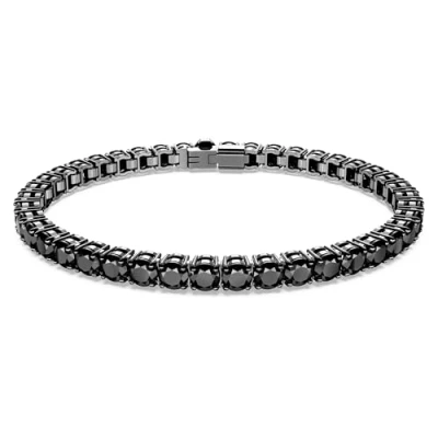 Image of Swarovski Matrix Tennis Round CUT Ruthenium Plated Bracelet, Women&#039;s, Size: Medium, Black