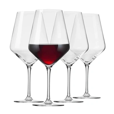 Image of Krosno Crystal Red Wine Glasses Set of 4 650 ml Avant Garde Collection Ideal for Home, Restaurant and Receptions Dishwasher Safe