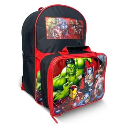 Image of Marvel Avengers Backpack with Lunch Bag for Kids School 2 Piece Matching Insulated Set