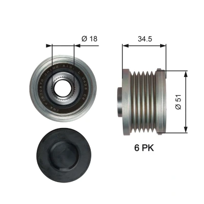 Image of SH0118330, SH1A18330, SH1A18330A Freewheel Clutch GATES OAP7218 34,5mm PowerGrip MAZDA: CX 5 I