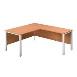 Image of 1600X800 Goal Post Right Hand Return Desk Beech White