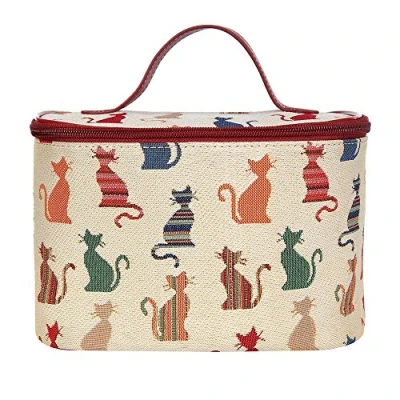 Image of Signare Tapestry Women Toiletry Make Up Bag Cheeky Cat (TOIL CHEKY)(Size: Small)