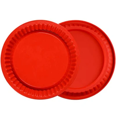 Image of Silicone Pans Flan Mould ZSWQ 26.5cm Flexible Quiche Tin Round Fluted Dishes Pan Baking Tart Tins for Cakes Bread Pie Pancakes Pizza, 2pcs
