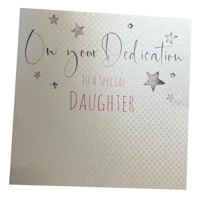 Image of WHITE COTTON CARDS Special Daughter, Handmade Dedication Card (Pink, Stars)
