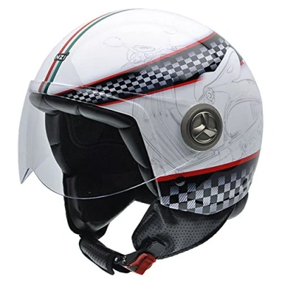 Image of NZI Zeta Graphics Motorcycle Helmet, CheckeRed Flag/Black Background, 57