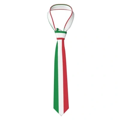Image of CHRYSM Classic Men&#039;S Silk Tie Necktie Woven Jacquard Neck Ties Solid Satin Mens Formal,Italian Flag, Black, One Size