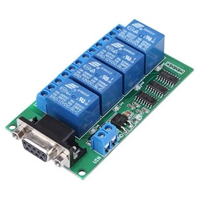 Image of RS232 Relay Board 4Ch Remote Control Switch with DB9 Female Interface for Car Motor and Smart Home Garage Door