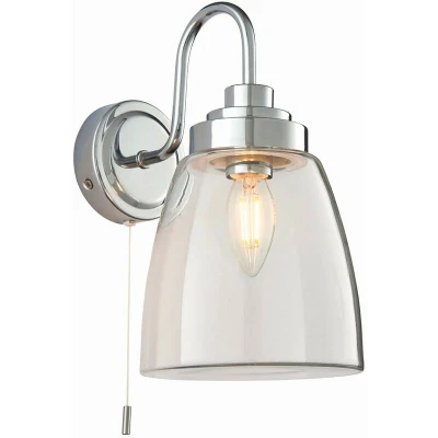 Image of Ashbury LED 1 Light Bathroom Wall Glass, Chrome Plate IP44, E14