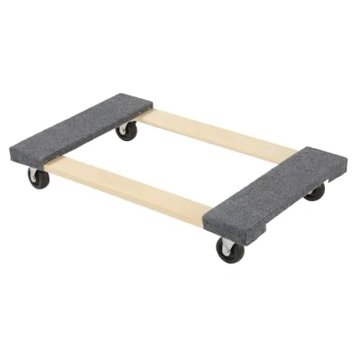 Image of Furniture Moving Dolly, 400kg Capacity Wooden Platform Cart with Non Slip Carpet and Swivel Castors for Transporting Furniture, Appliances, Boxes