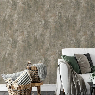 Image of SOPHIE LAURENCE Plain Distressed Stone Concrete Effect Cove Texture Feature Wallpaper Thick Heavy Duty Soild Paste The Paper Designer (Full Roll, Patina)