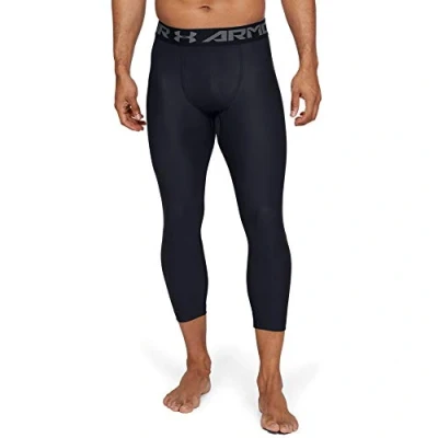 Image of Under Armour HG 2.0 3/4 Legging, Comfortable and Robust Gym Leggings, Lightweight Elastic Thermal Underwear with Compression fit Men, Black (Black/Graphite), S