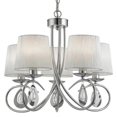 Image of Angelique 5 Light Multi Arm Ceiling Pendant Chrome with Shades, E14