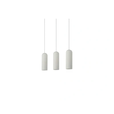 Image of Nordlux Miella pendant light, 3 bulb, ribbed glass, satinised/white