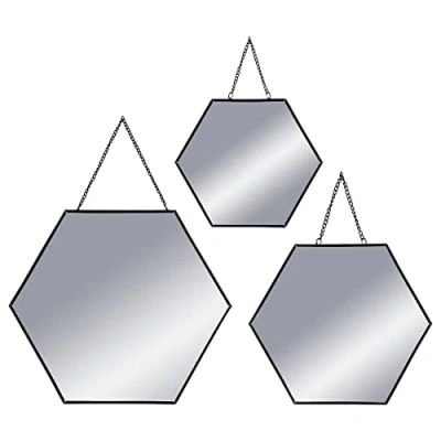 Image of ATMOSPHERA CREATEUR D&#039;INTERIEUR Set of 3 Metal Hex Mirrors