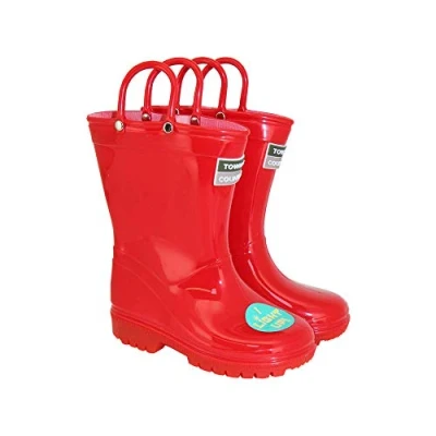 Image of Town &amp; Country Wellingtons Kids Fleece Wellies in Red. 11 UK Child