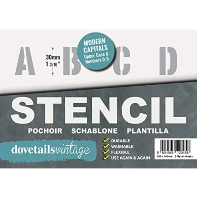 Image of Dovetails Vintage Letter Stencil 30 mm Tall Modern Style Capital Letters and Numbers