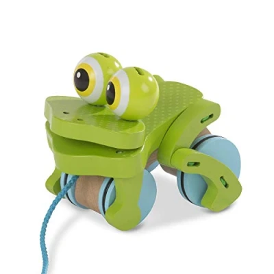 Image of Melissa &amp; Doug First Play Frolicking Frog Wooden Pull Toy