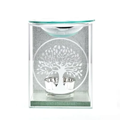 Image of Glass Tea Light Candle Holder 12cm Tree of Life Oil Burner Memorial, Christmas or Anniversary Day 1809