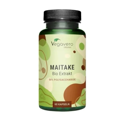 Image of Vegavero Organic Maitake Mushroom Capsules 8500 mg 17:1 Extract 50% Polysaccharides NO Additives, Lab Tested 60 Vegan