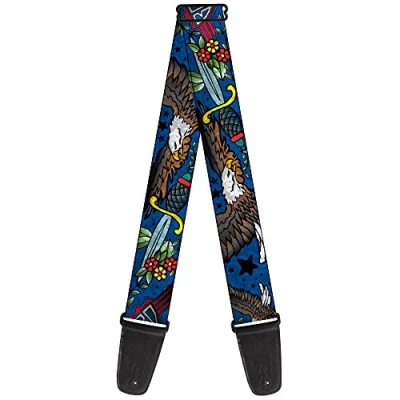 Image of Buckle Down Guitar Strap Truth And Justice Close Up Blue 2 Inches Wide