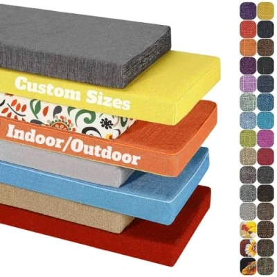 Image of Custom Size Bench Cushion, Personalized Window Seat Cushions Indoor, Non Slip Washable for Outdoor Furniture, Garden Patio Cushions, Bay Cushion (3cm)