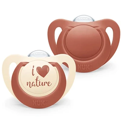 Image of NUK for Nature Baby Dummy 18 36 Months Sustainable Silicone Soothers Made from 100% Natural Raw Materials Red 2 Count