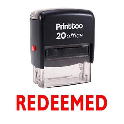 Image of Printtoo Redeemed Self Inking Rubber Stamp Office Stationary Custom Red