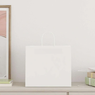 Image of vidaXL Paper Bags 250 pcs with Handles White 32x22x28 cm