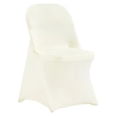 Image of VEVOR Stretch Spandex Folding Chair Covers, Universal Fitted Cover, Removable Washable Protective Slipcovers, for Wedding, Holiday, Banquet, Party, Celebration, Dining (30PCS Ivory White)