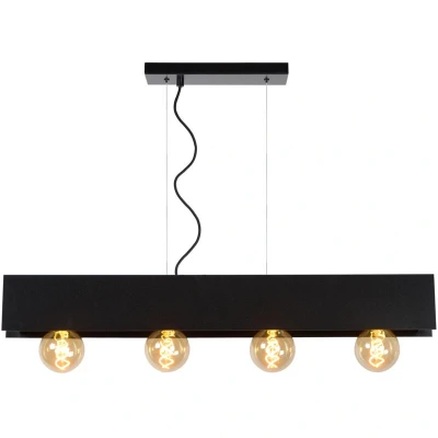 Image of Surtus Industrial Bar Pendant Light 4xE27 Black