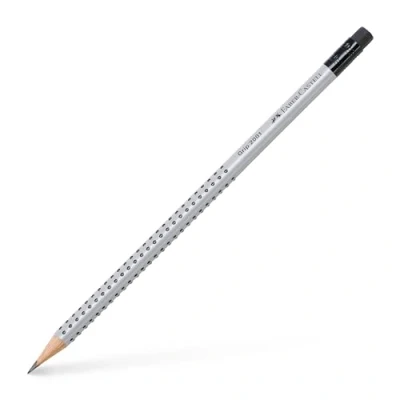 Image of Faber Castell Blacklead Pencil GRIP 2001 B With Eraser Tip Pack Of 12, Silver