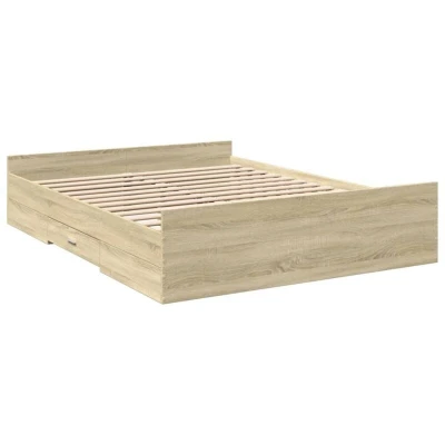 Image of vidaXL Bed Frame with Drawers without Mattress Sonoma Oak 150x200 cm King Size