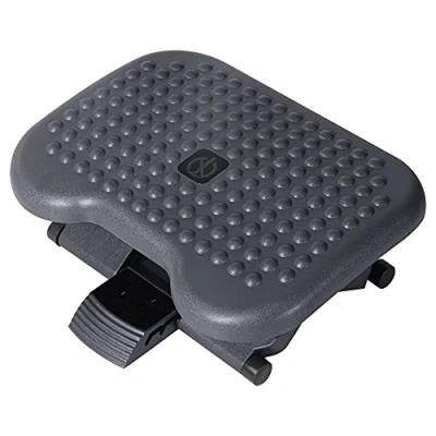 Image of HOMCOM Footrest Adjustable Height &amp; Angle Tilting Platform Home Office Foot Rest Charcoal Grey