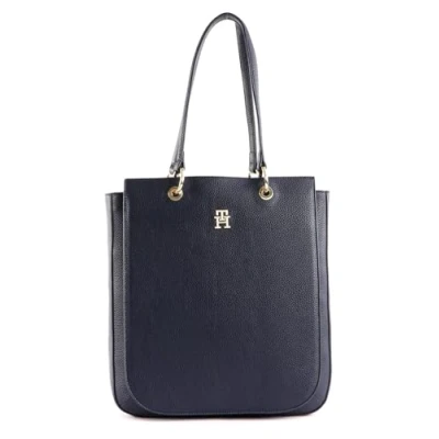 Image of Tommy Hilfiger Women TH Emblem Work Tote Bag with Zip, Blue (Space Blue), One Size