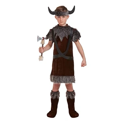 Image of HENBRANDT Children’s Viking Boy Dragon Tamer Fancy Dress Costume with Horned Headpiece Boys Outfit for Kids (Age 10 12)