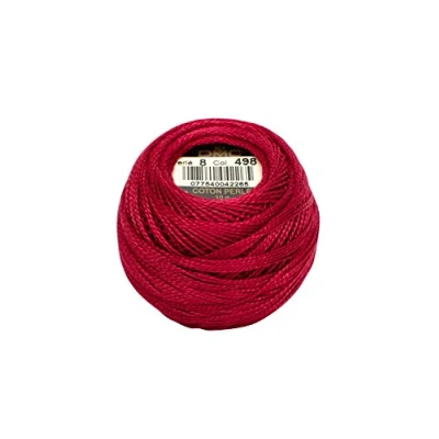 Image of DMC Cotton Perle Thread Size 8 498 per 10 Gram Ball