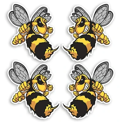 Image of 4 x 5.5cm Wasp Bee Hornet Vinyl Stickers Laptop Bike Car Sticker #34668_5.5 (5.5cm Tall)