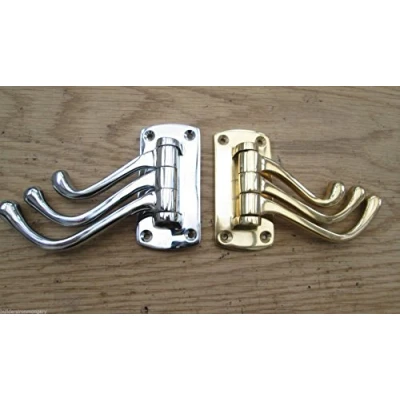 Image of IRONMONGERY WORLD® Solid Brass Victorian Style Wardrobe Swing ARM Hook Coat Hanging Triple (Polished Chrome)