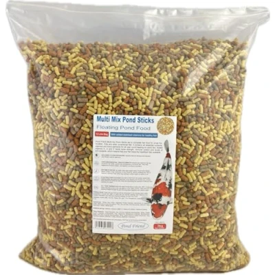 Image of Pond Friend Food Sticks Multi Mix Variety Blend Of Staple Growth Koi &amp; Colour Fish 3kg 12L)
