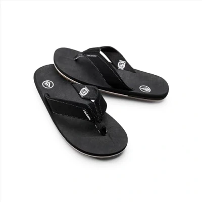 Image of Volcom Men&#039;s Victor Flip Flop Sandal, Black New, 7 UK