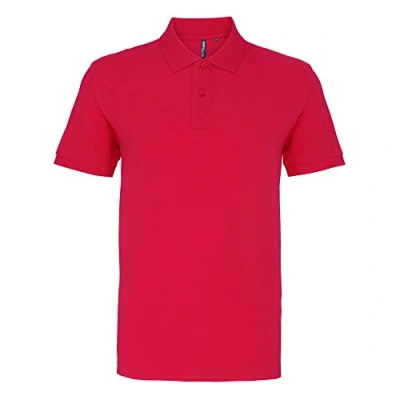 Image of Asquith &amp; Fox Mens Plain Short Sleeve Polo Shirt (Hot Pink) Cotton Size 2XL
