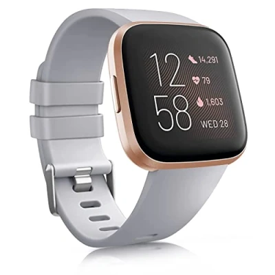 Image of Zoye Silicone Straps Compatible with Fitbit Versa 2 Strap/ Strap/Versa Lite SE Strap, Classic Soft Replacement Sport Wristbands Accessories for Women Men (Z Gray, S 5.5 7.1 inch)